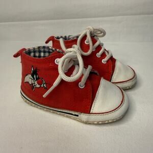 VTG Acme Baby Shoes Size 3 Sylvester Looney Tunes 80s 90s Red High Top Sneakers